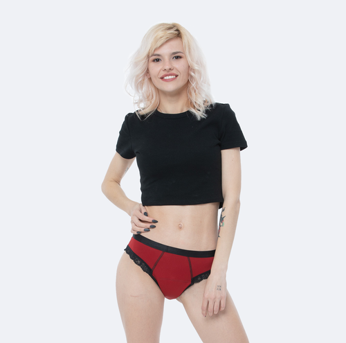 Majtki menstruacyjne Sexy Sis - czerwone | Sisunderwear.pl